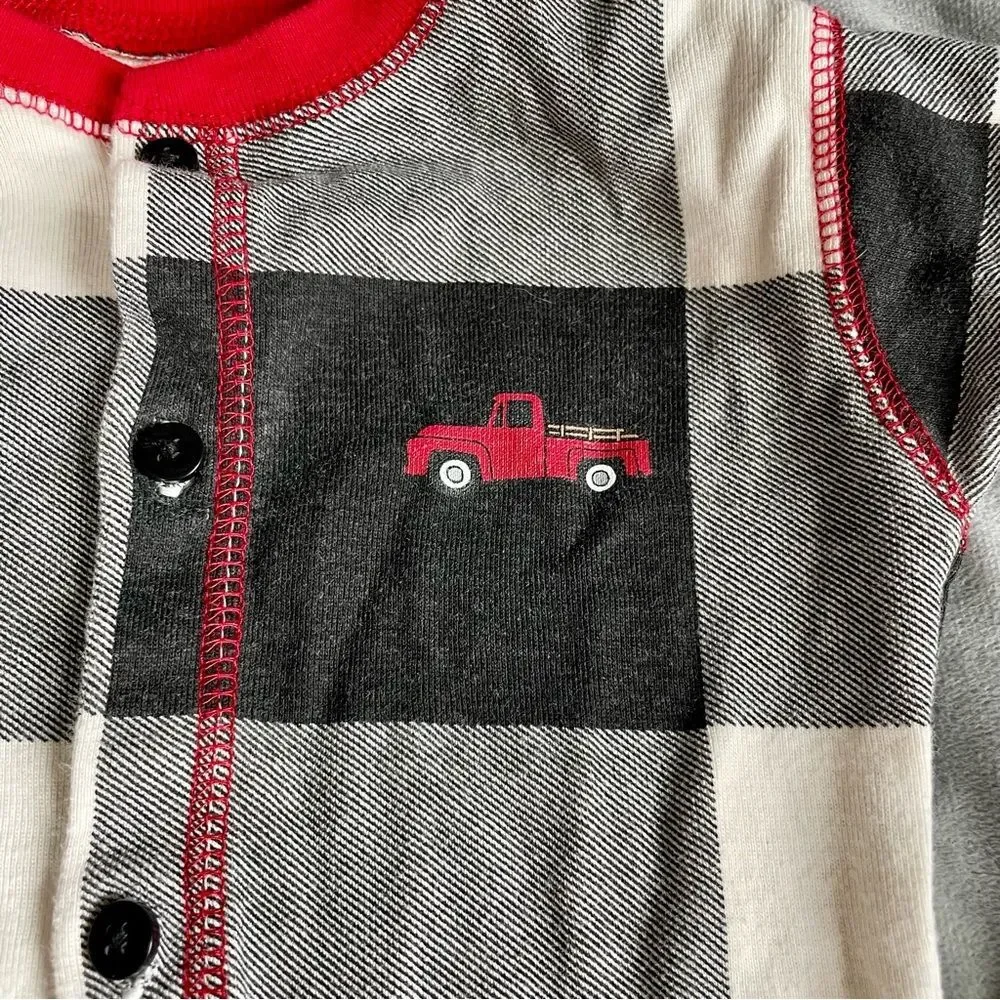 Lazy One Cotton Toddler Boy Pajamas | Black, White, Red Buffalo Check Christmas